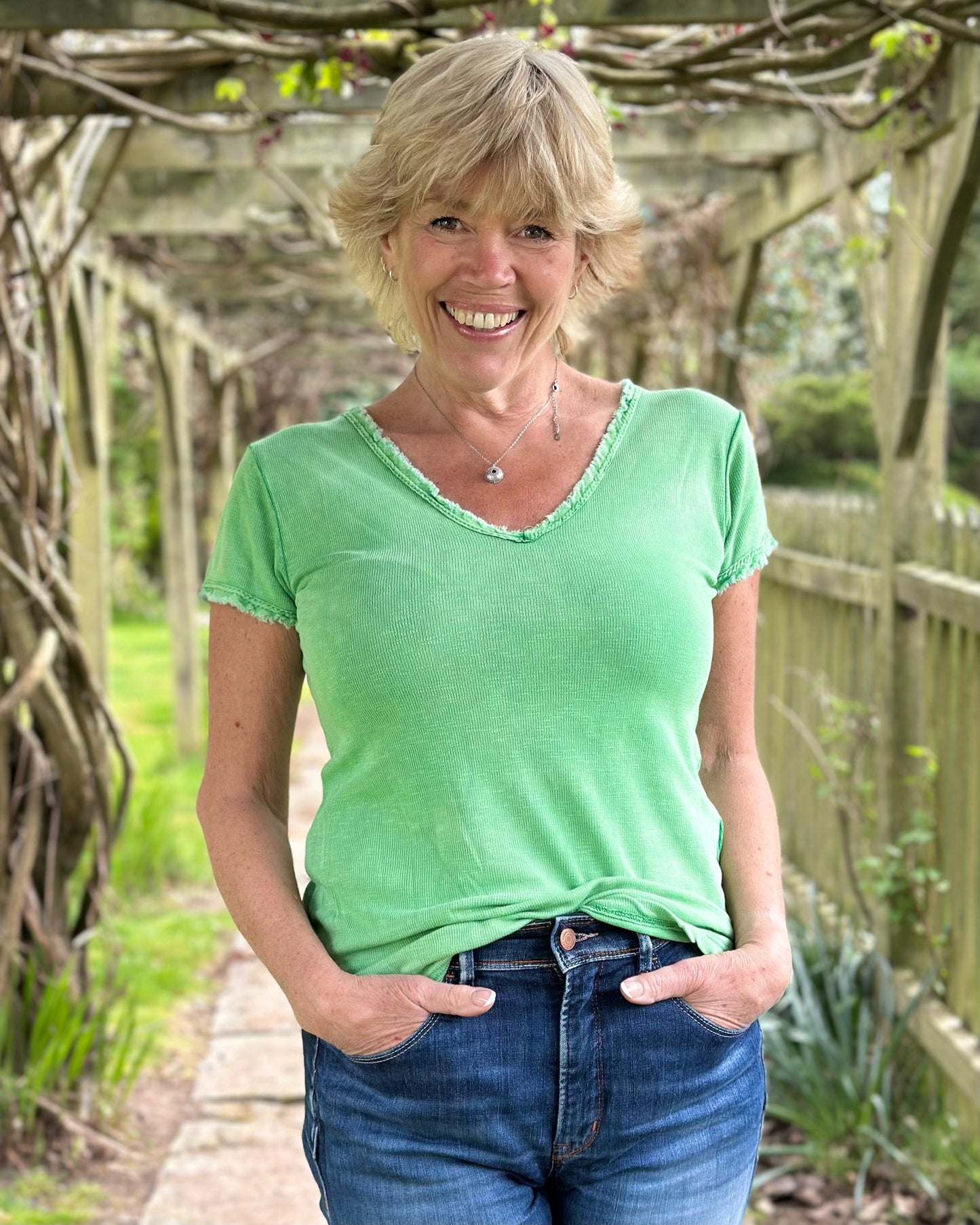 clothing Plain Ribbed Cotton T-Shirt - Emerald Green