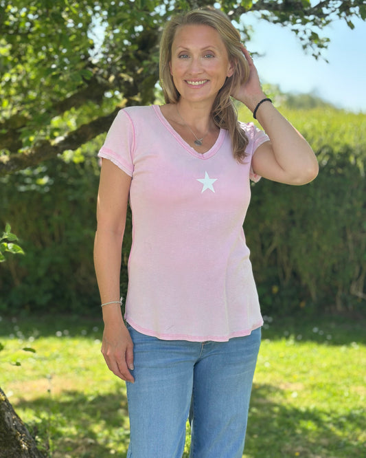 clothing Printed Star T-Shirt - Pale Pink