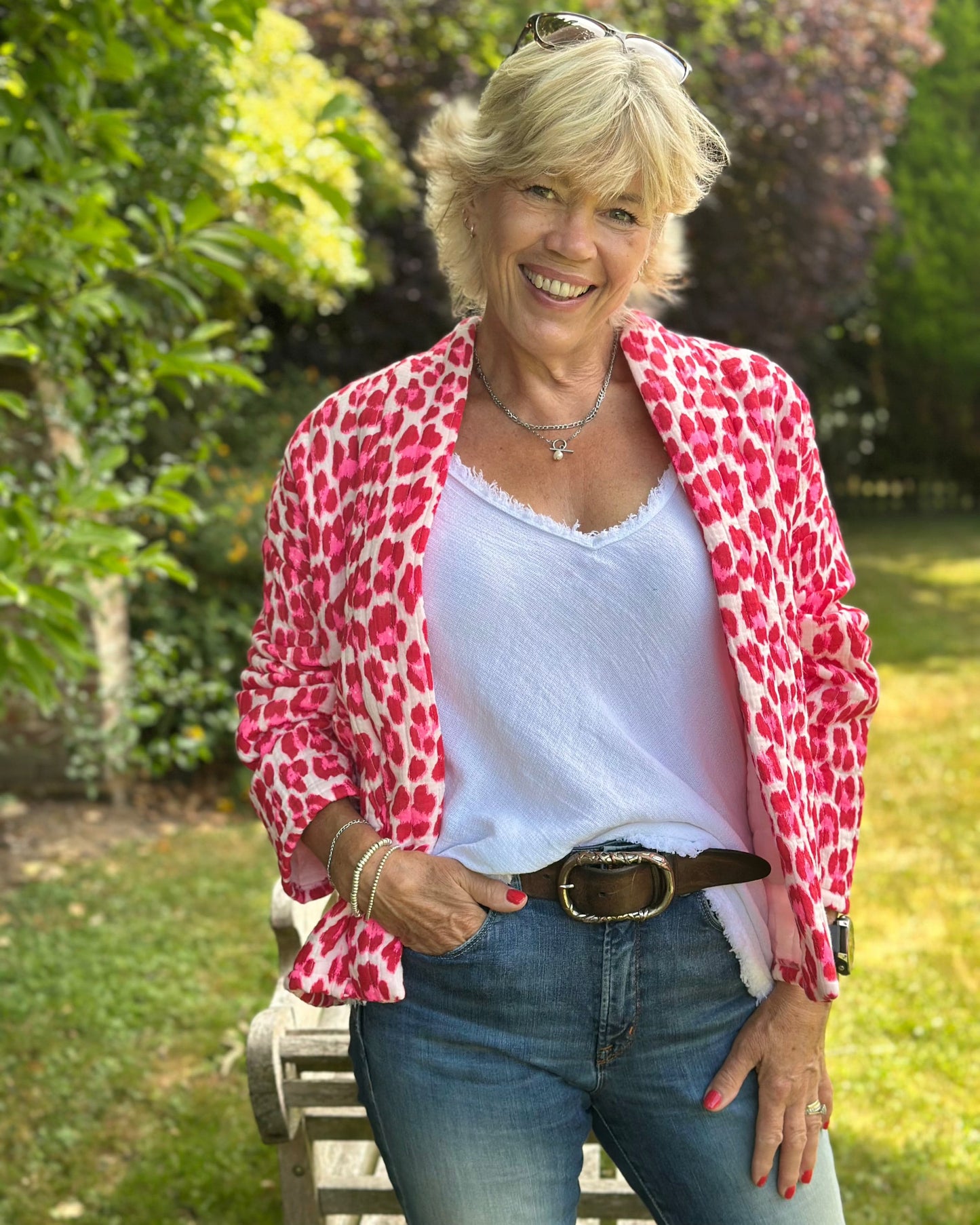 Clothing Quilted Animal Print Jacket - Fuchsia/Pink