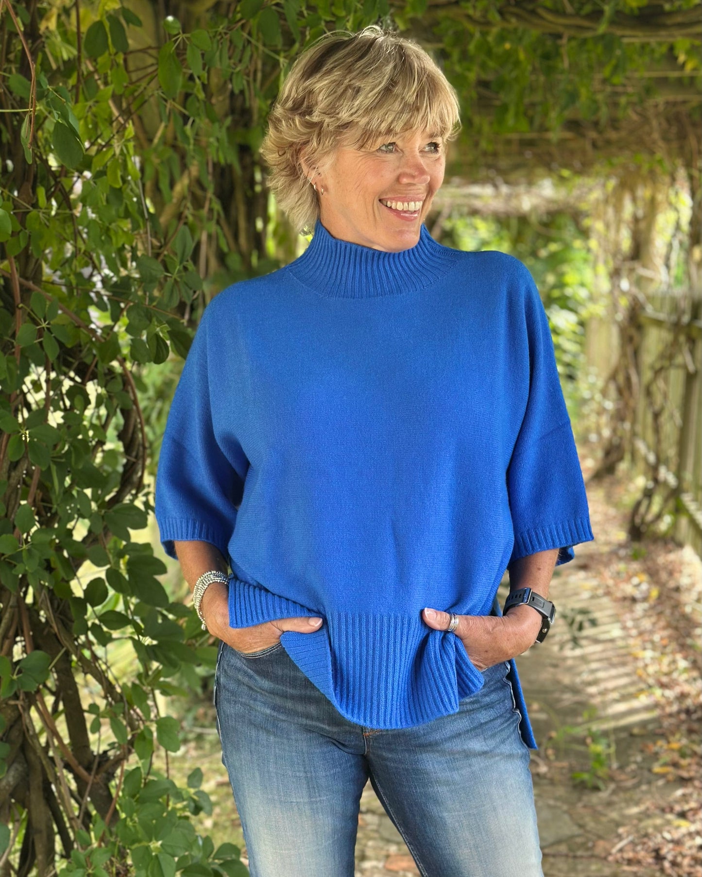 Clothing Relaxed Fit Turtleneck Jumper - Cobalt Blue