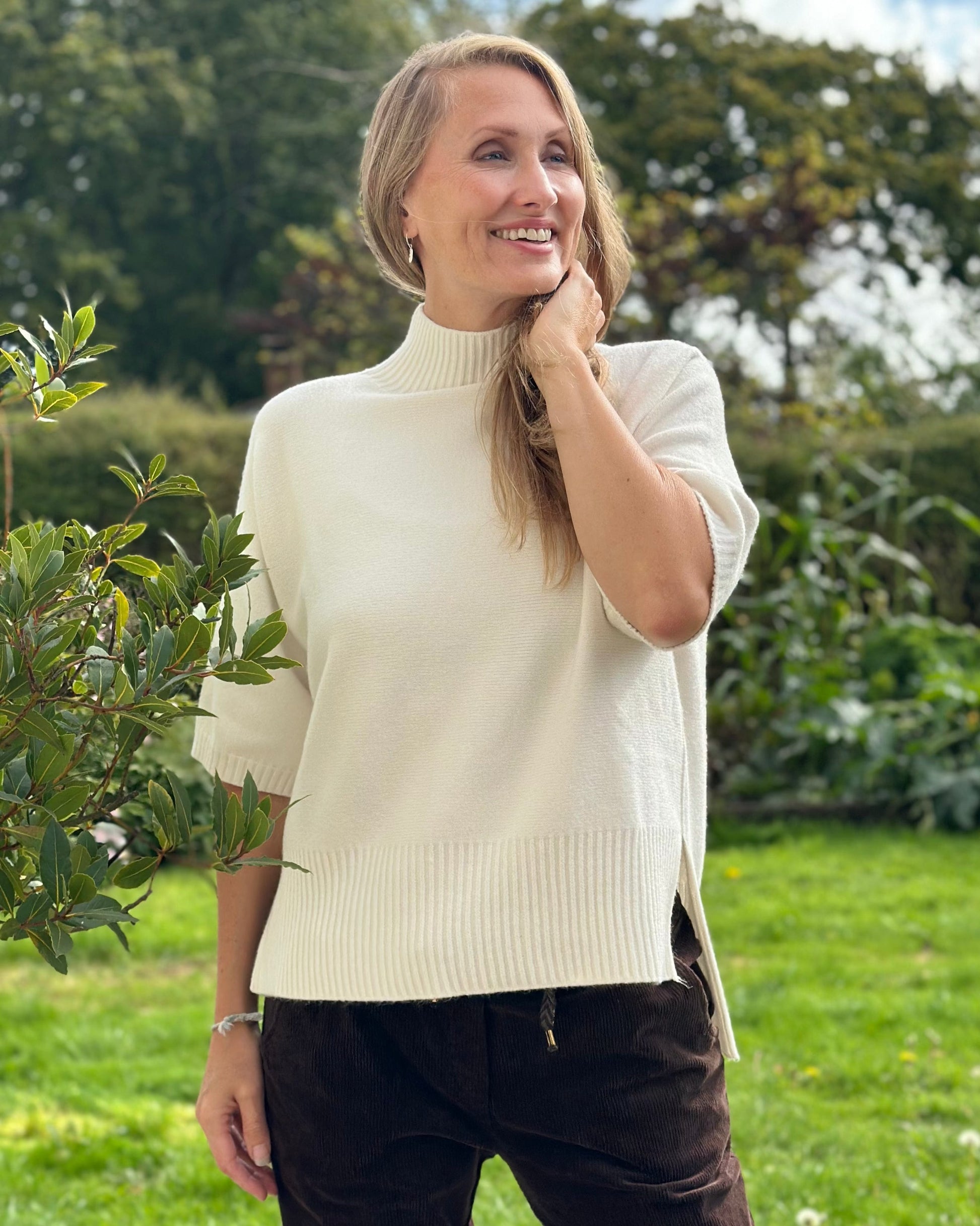 Clothing Relaxed Fit Turtleneck Jumper - Cream