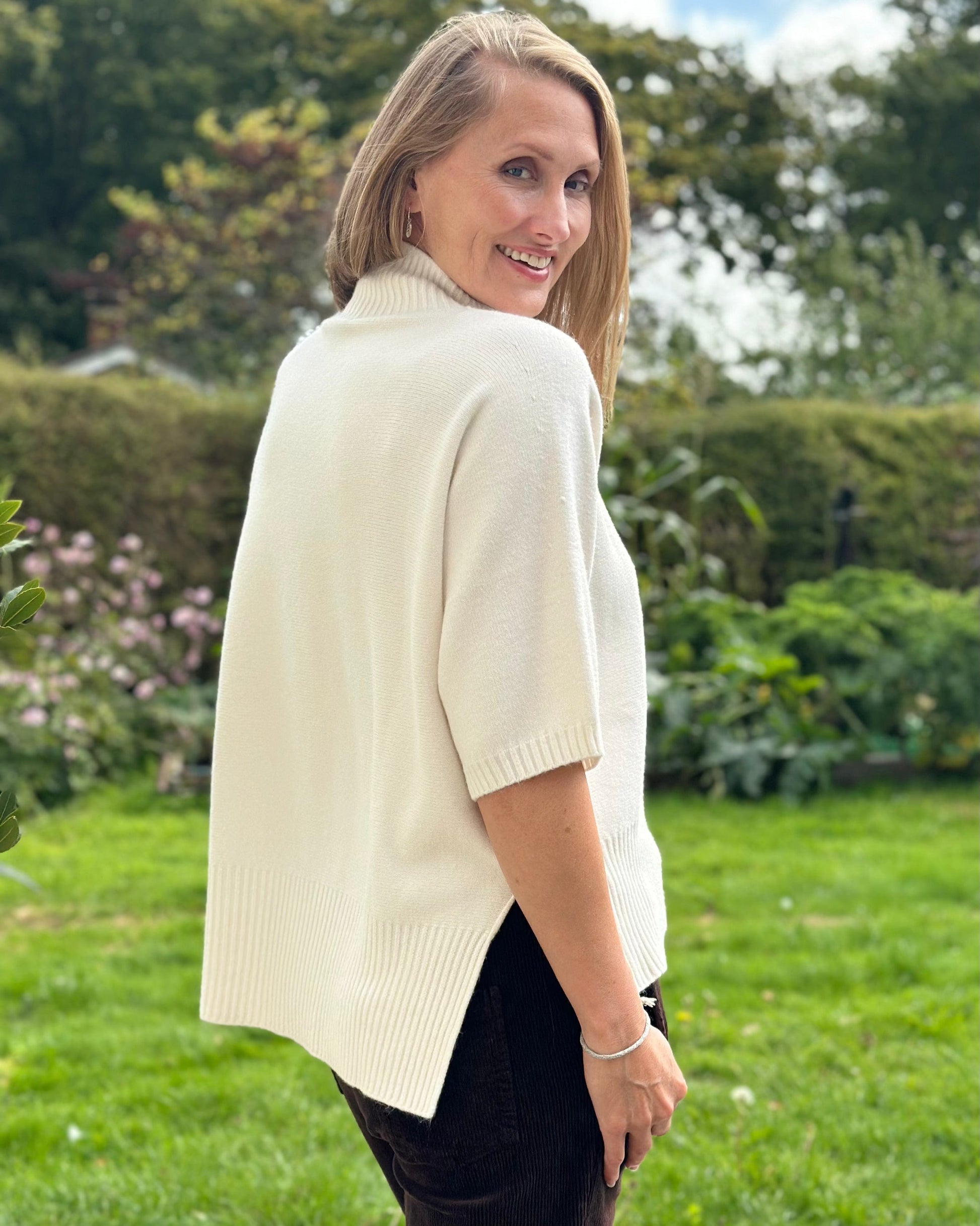 Clothing Relaxed Fit Turtleneck Jumper - Cream