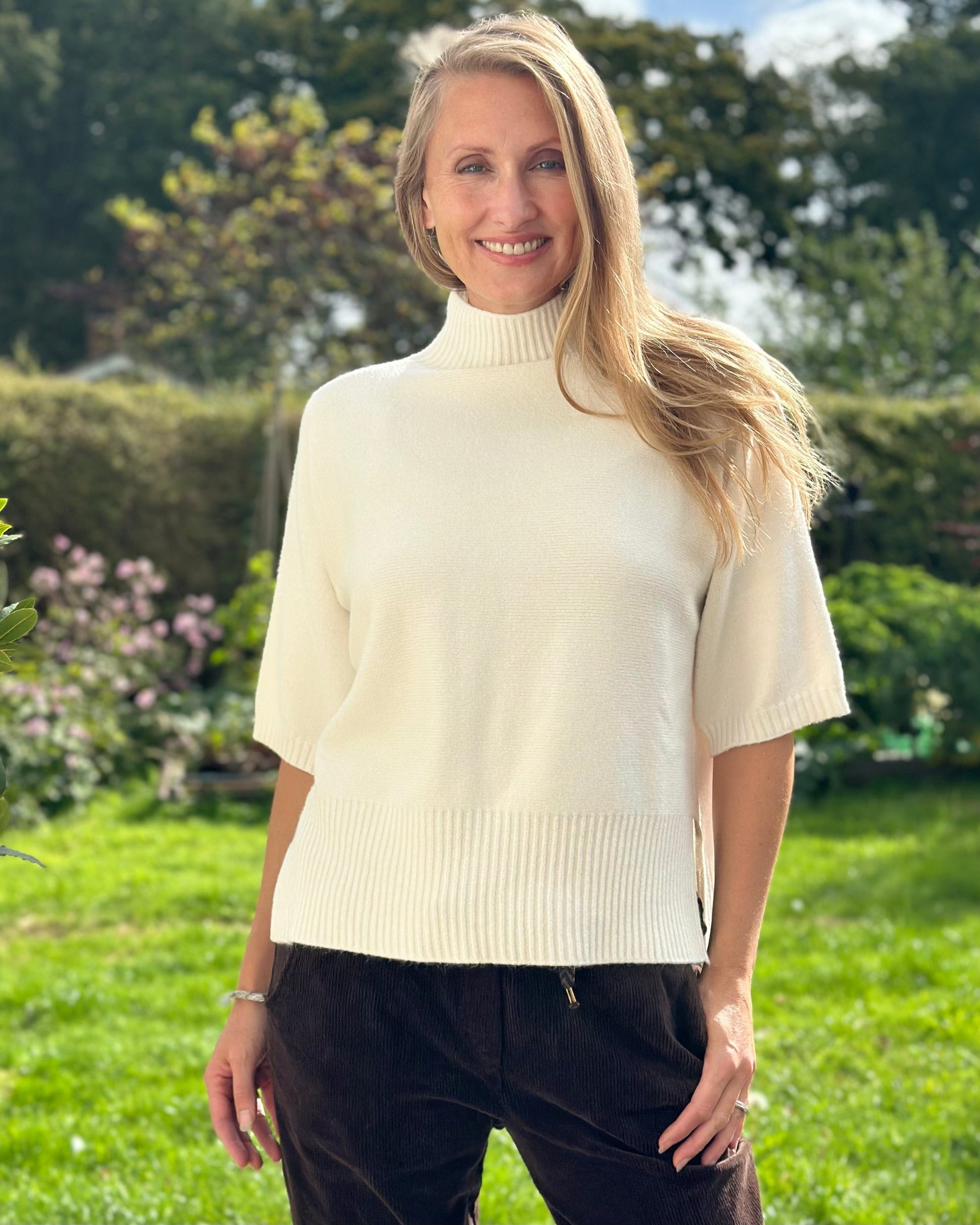 Clothing Relaxed Fit Turtleneck Jumper - Cream