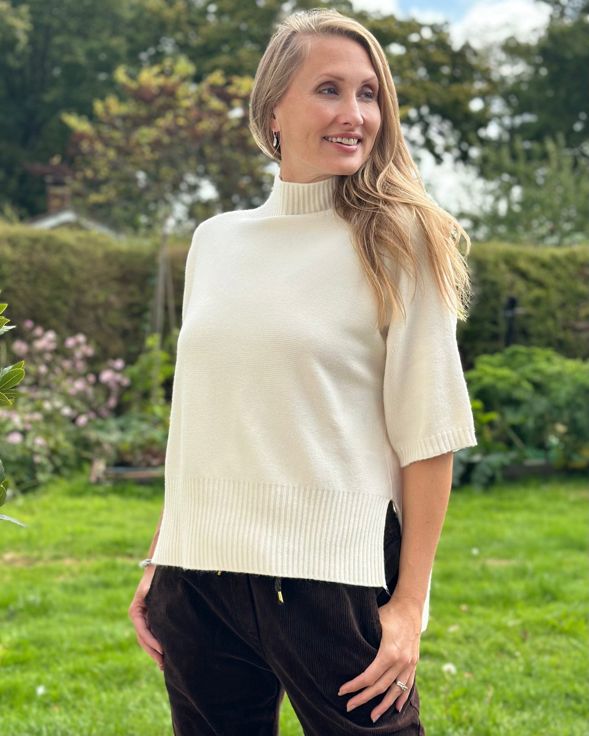 Clothing Relaxed Fit Turtleneck Jumper - Cream