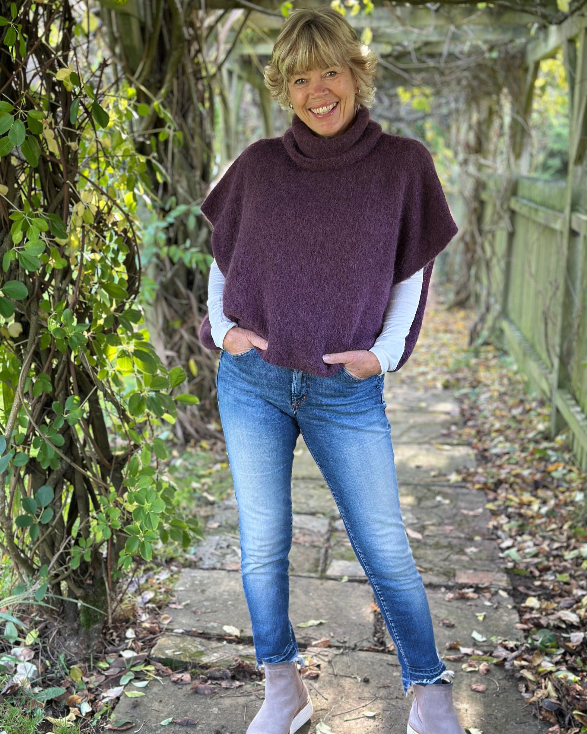 clothing Roll Neck Alpaca Tank Top - Plum