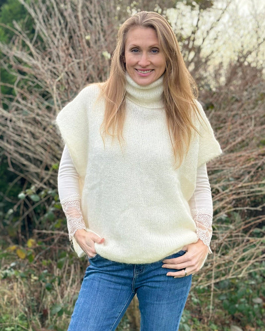 clothing Roll Neck Mohair Tank Top - Cream