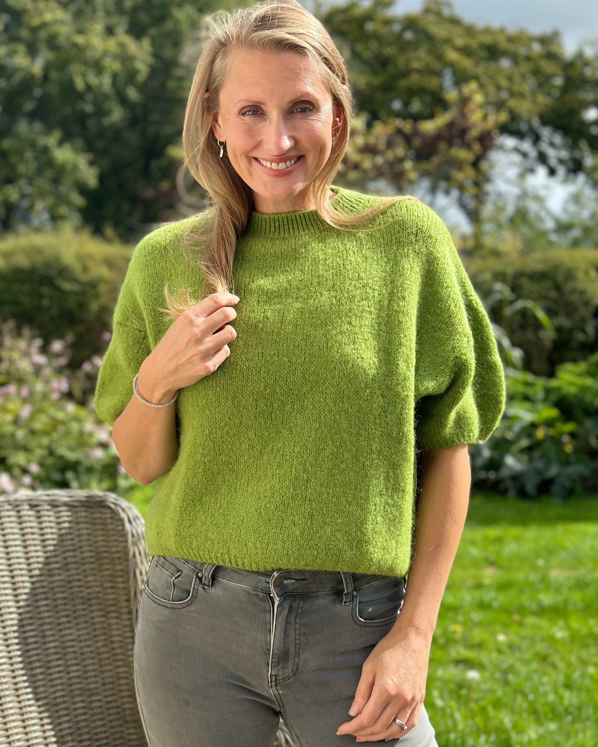 clothing Round Neck Crop Mohair Jumper - Apple