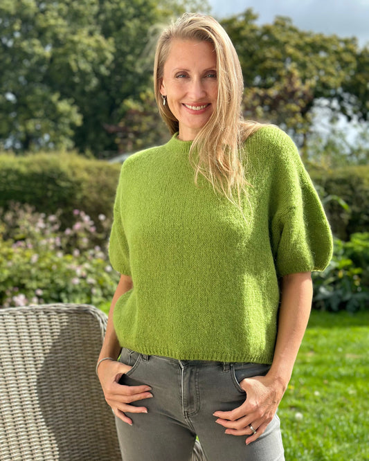 clothing Round Neck Crop Mohair Jumper - Apple
