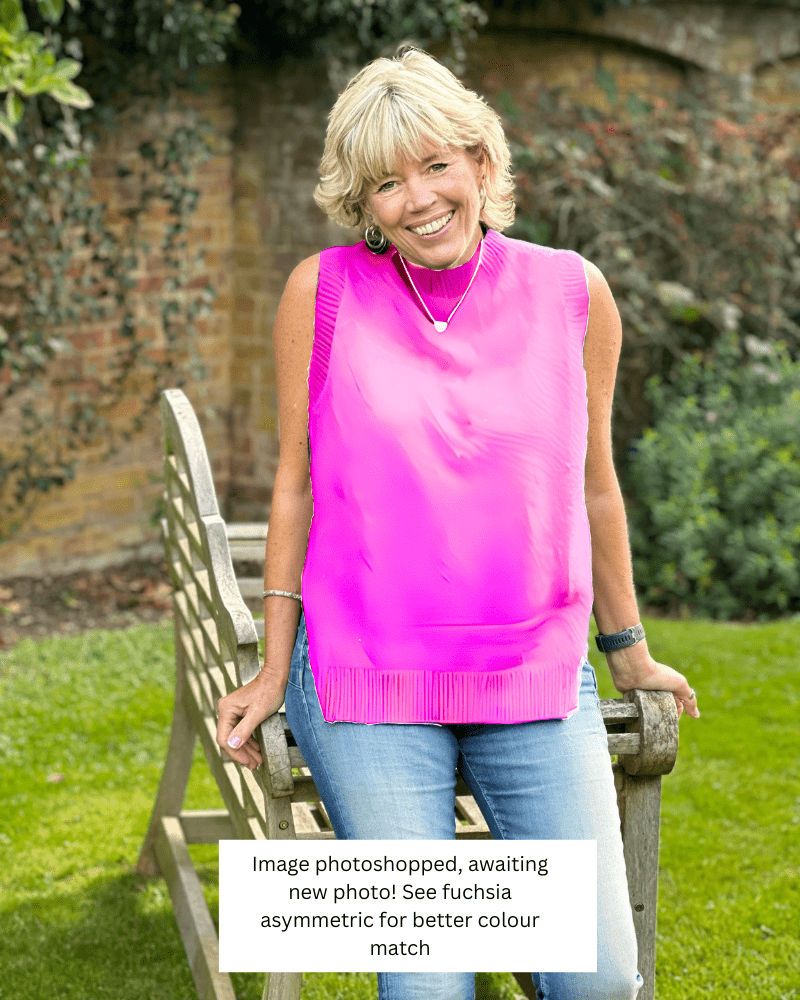clothing Round Neck Sleeveless Jumper - Fuchsia