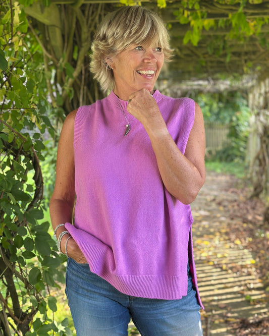 clothing Round Neck Sleeveless Jumper - Lilac Pink