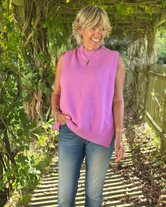 clothing Round Neck Sleeveless Jumper - Lilac Pink