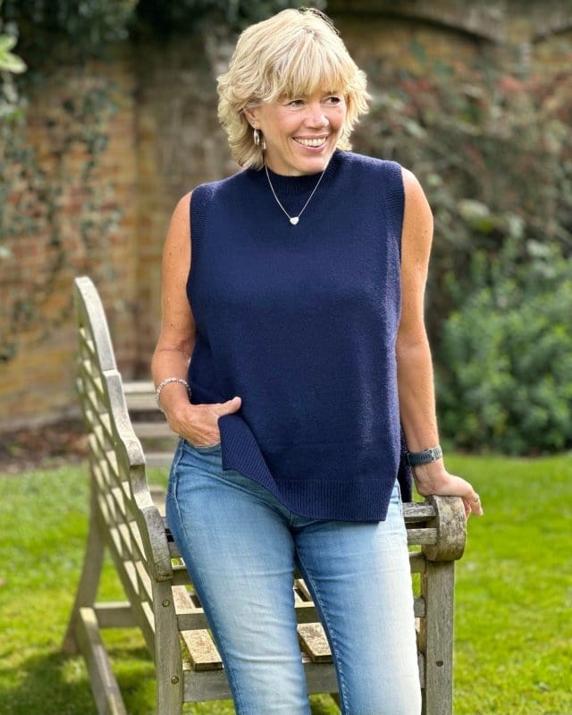 clothing Round Neck Sleeveless Jumper - Navy