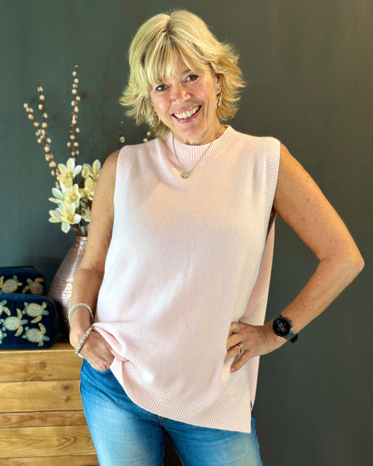 clothing Round Neck Sleeveless Jumper - Pale Pink