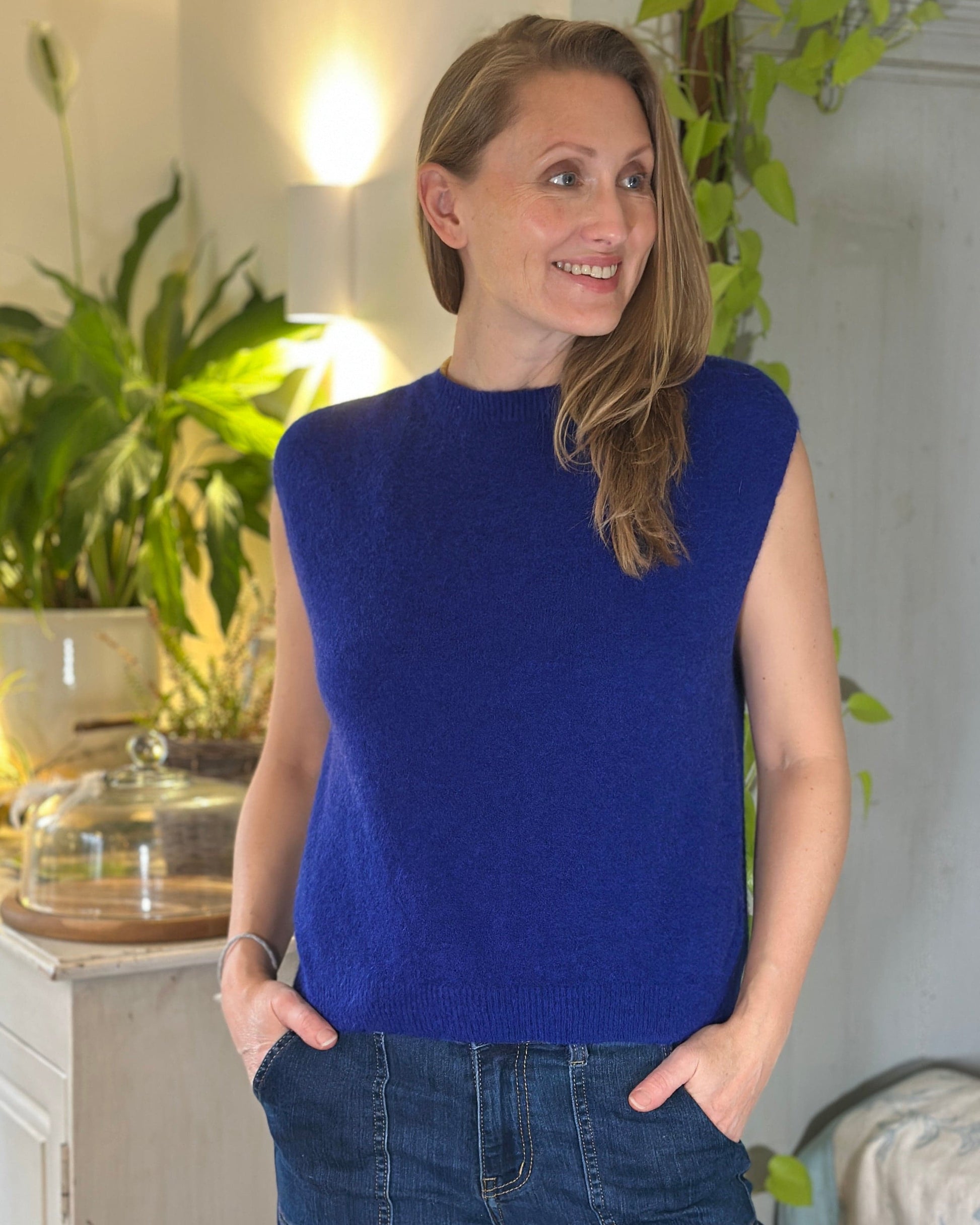 clothing Round Neck Tank Top - Cobalt Blue