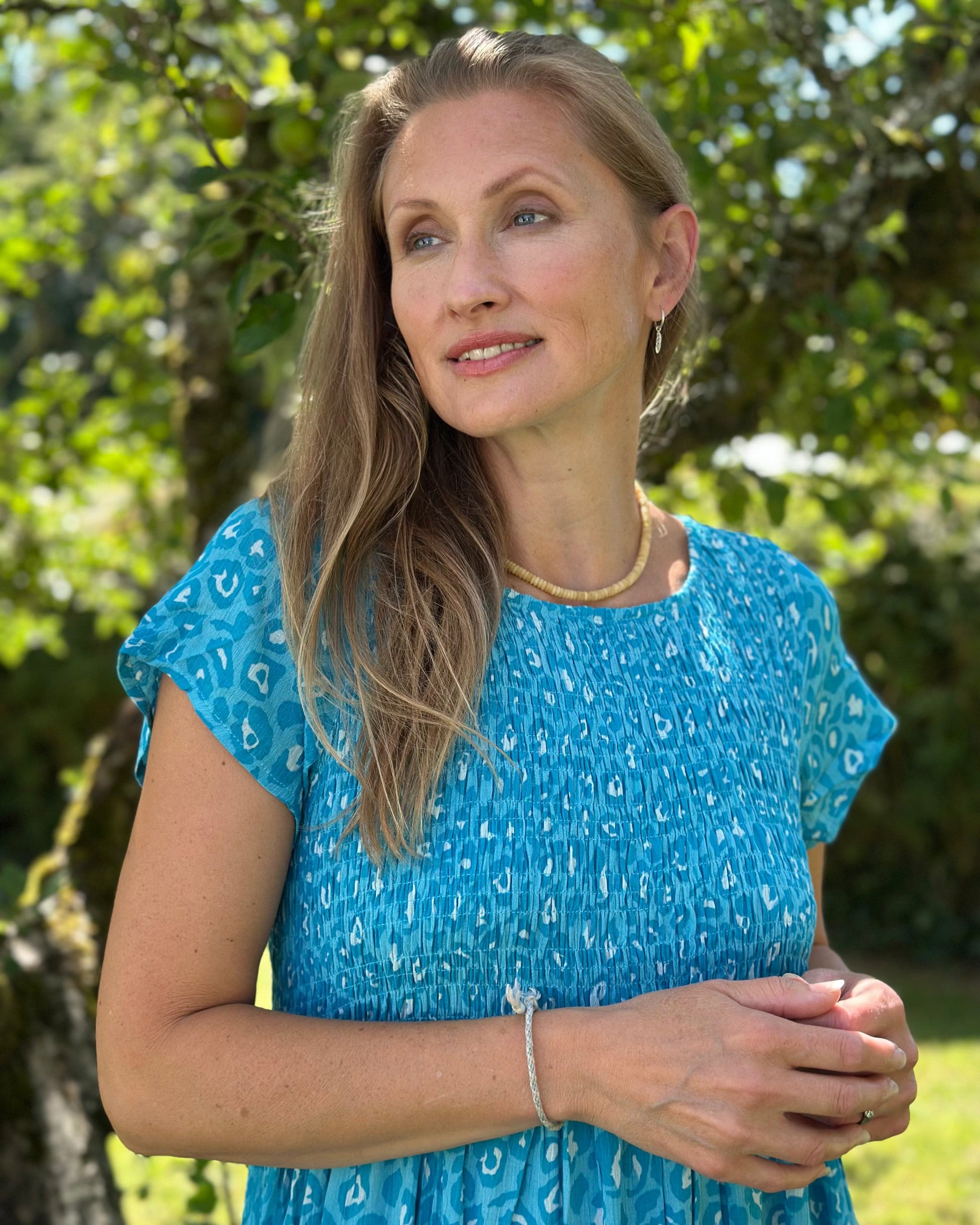 Clothing Ruched Bodice Leopard Print Dress - Turquiose