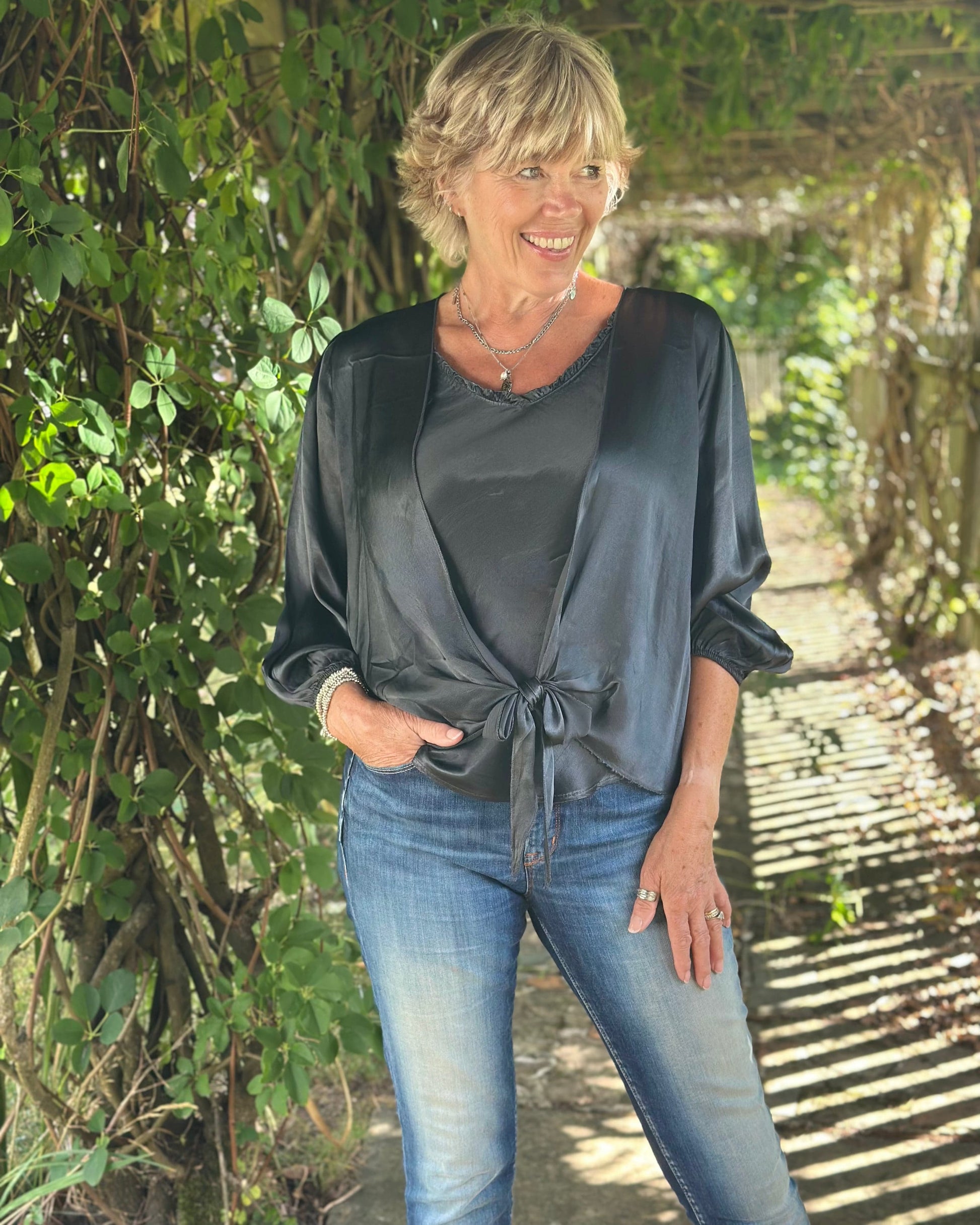 Clothing Satin Bolero Wrap - Charcoal