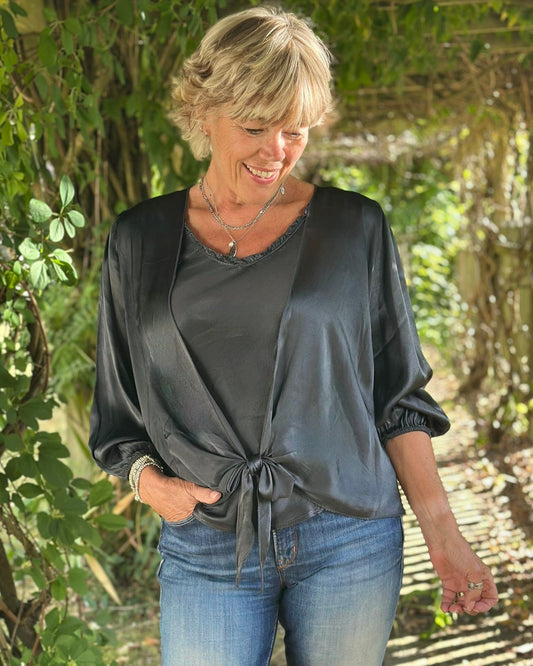 Clothing Satin Bolero Wrap - Charcoal