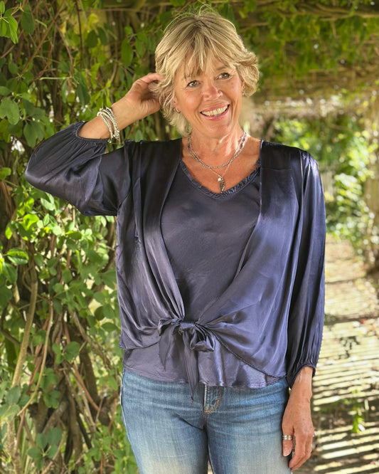 Clothing Satin Bolero Wrap - Navy