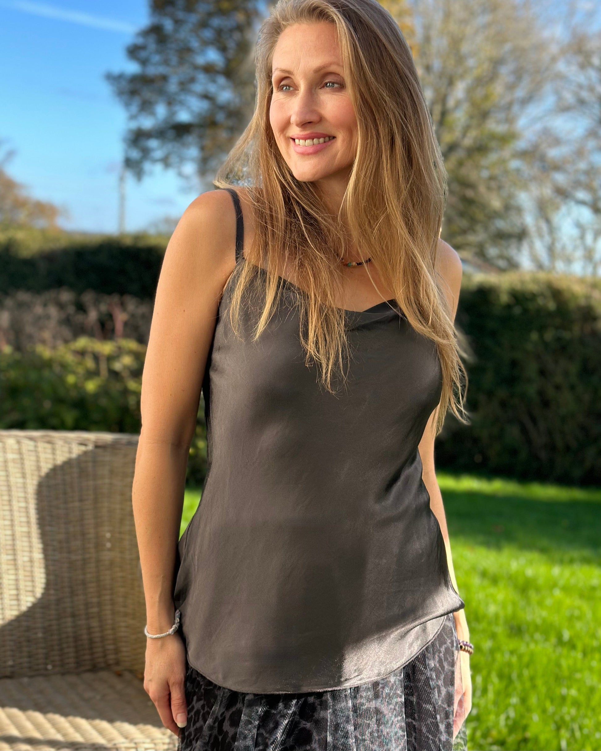 clothing Satin Camisole - Charcoal