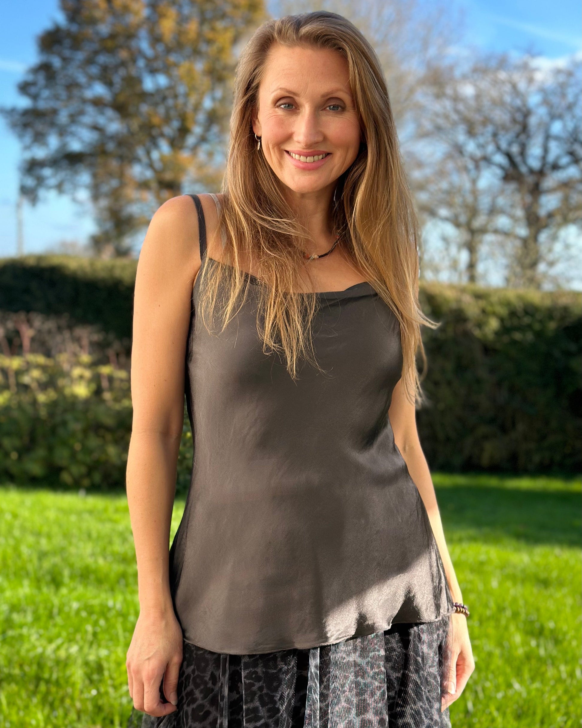 clothing Satin Camisole - Charcoal