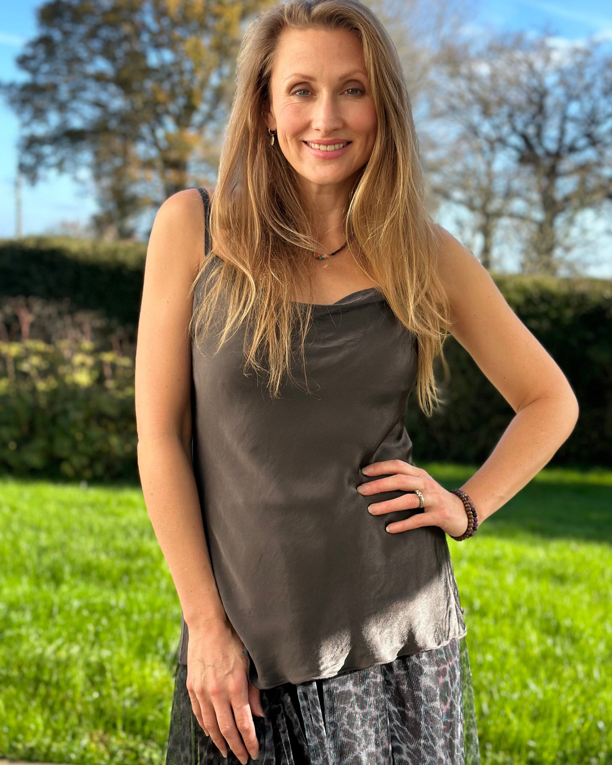 clothing Satin Camisole - Charcoal