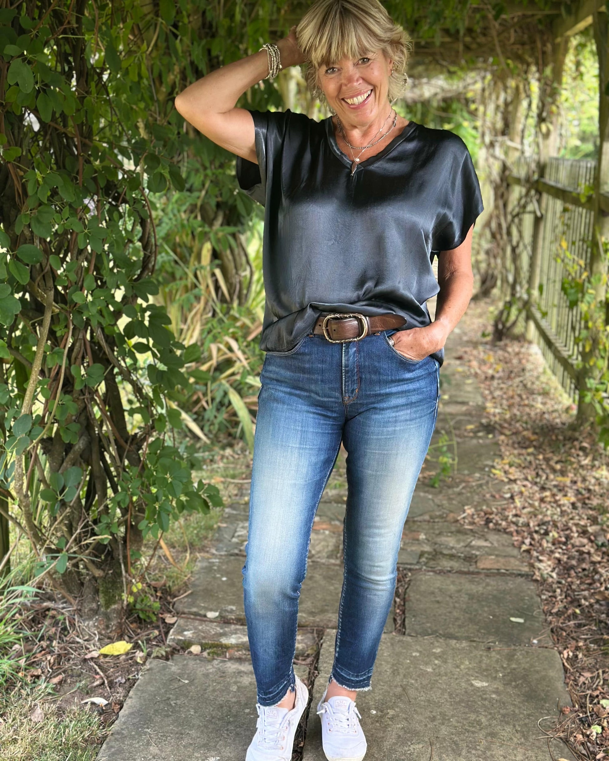 Clothing Satin Look T-Shirt - Charcoal