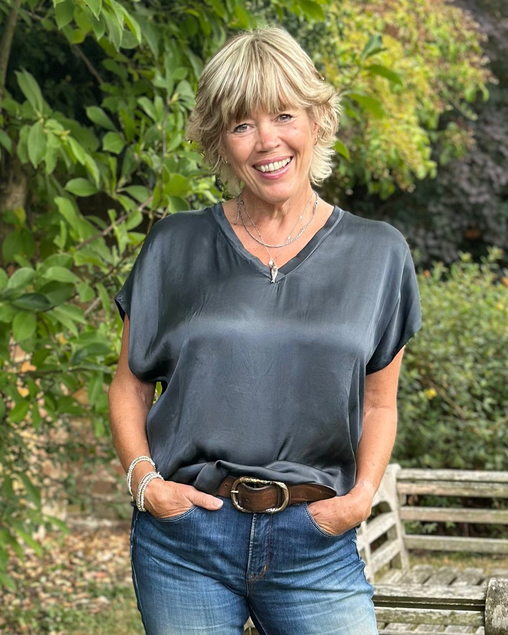 Clothing Satin Look T-Shirt - Charcoal