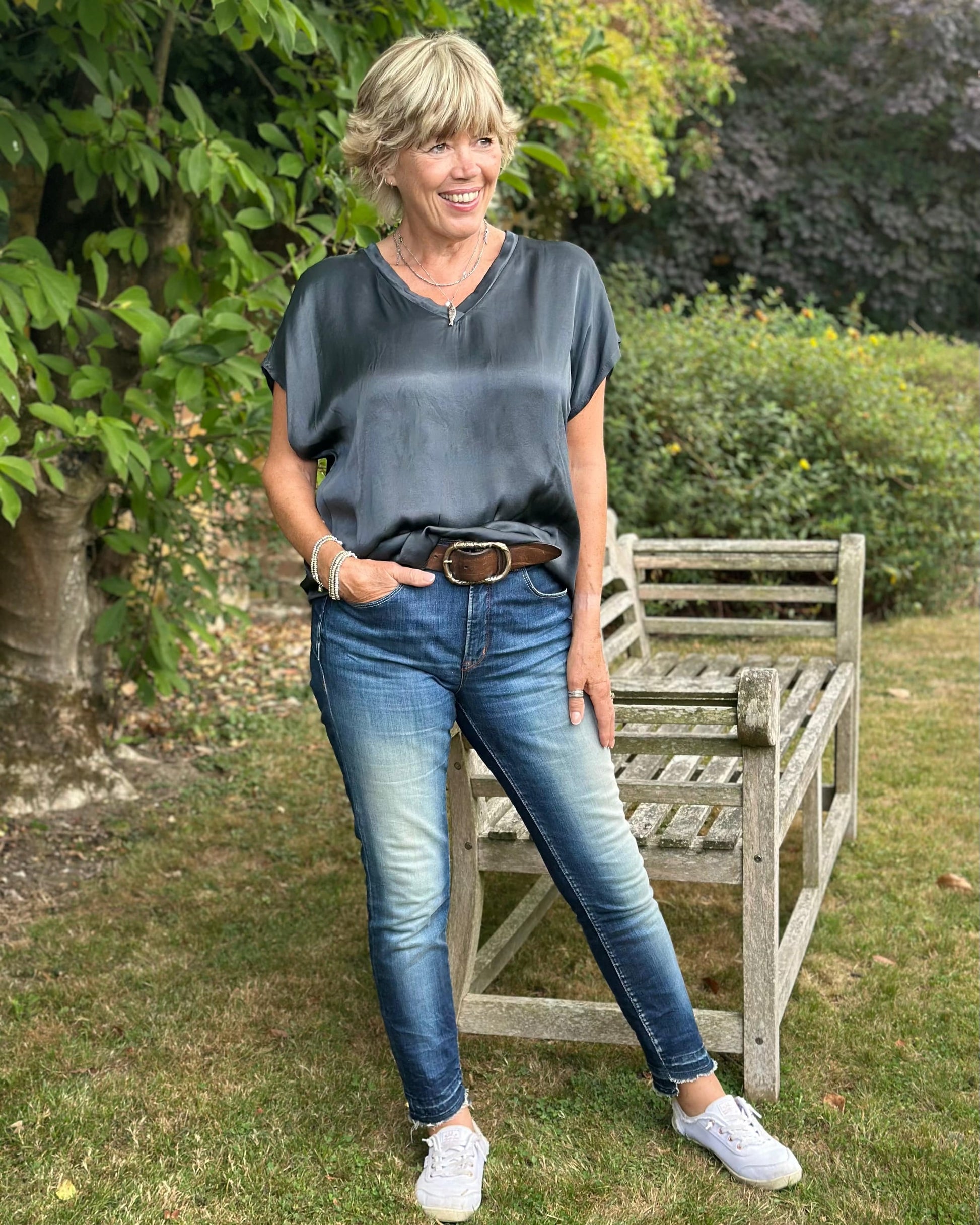 Clothing Satin Look T-Shirt - Charcoal