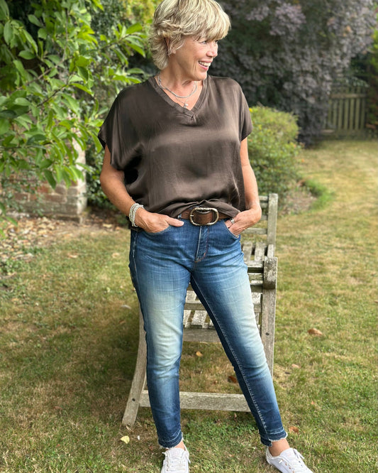 Clothing Satin Look T-Shirt - Chocolate