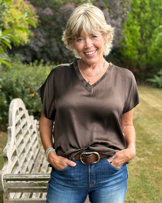 Clothing Satin Look T-Shirt - Chocolate