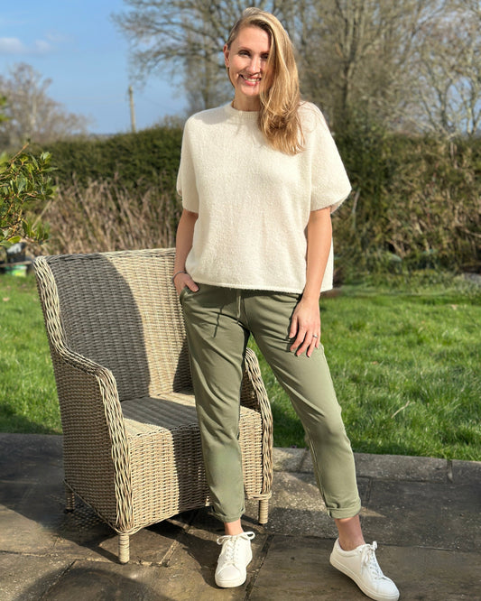 Clothing Satin Stripe Cotton Joggers - Khaki