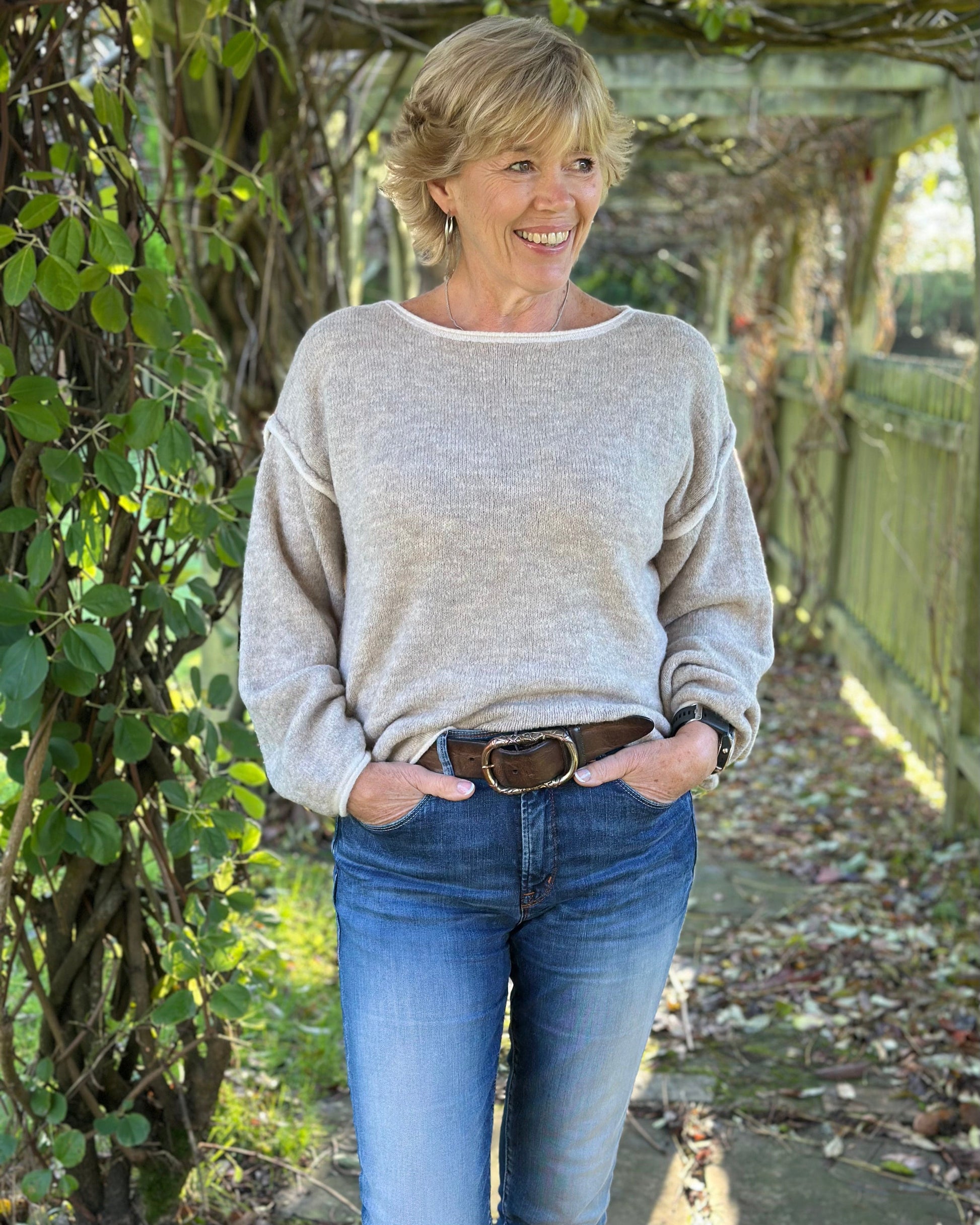 Clothing Seam Detail Wool Mix Jumper - Oatmeal