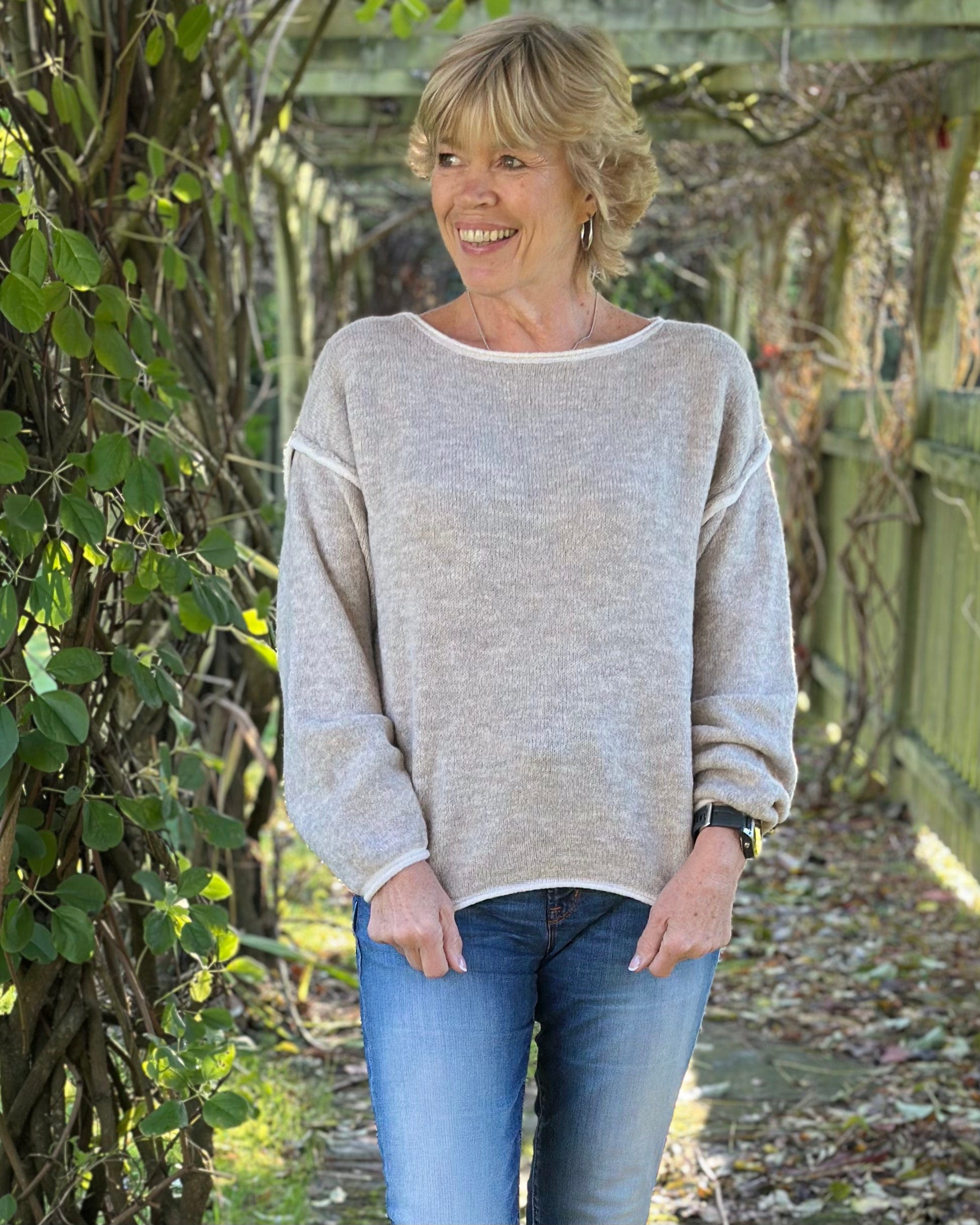 Clothing Seam Detail Wool Mix Jumper - Oatmeal