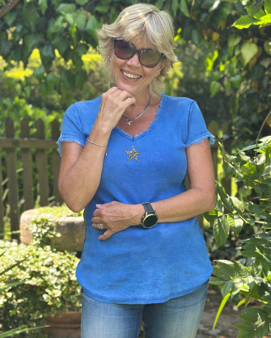 clothing Sequin Star T-Shirt - Cobalt Blue