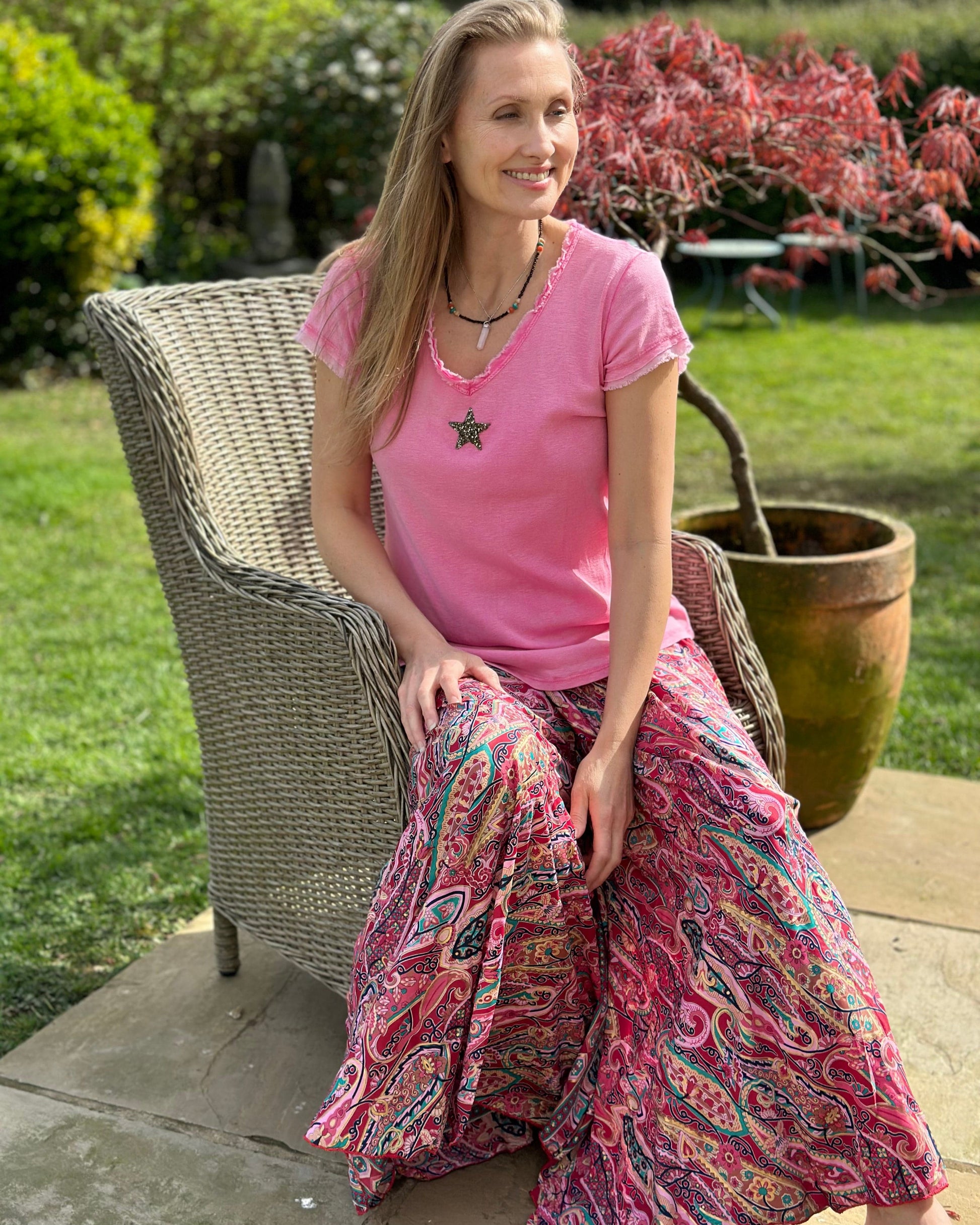 clothing Sequin Star T-Shirt - Fuchsia Pink
