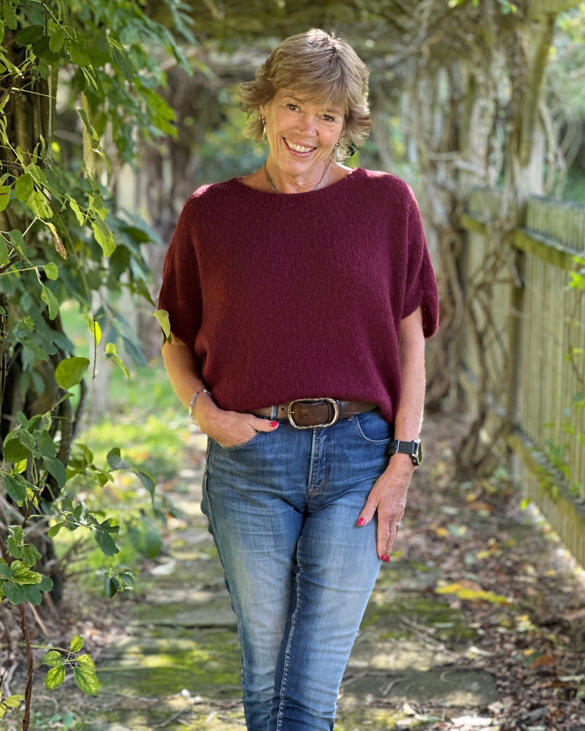 Clothing Short Batwing Sleeve Alpaca Mix Jumper - Burgundy