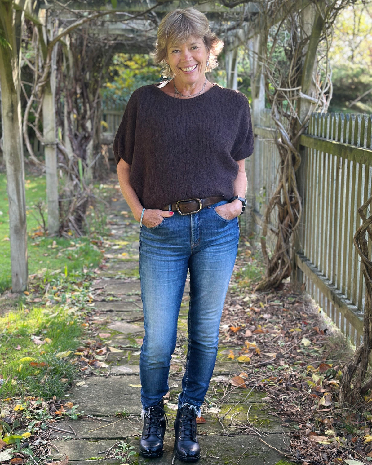 Clothing Short Batwing Sleeve Alpaca Mix Jumper - Dark Brown