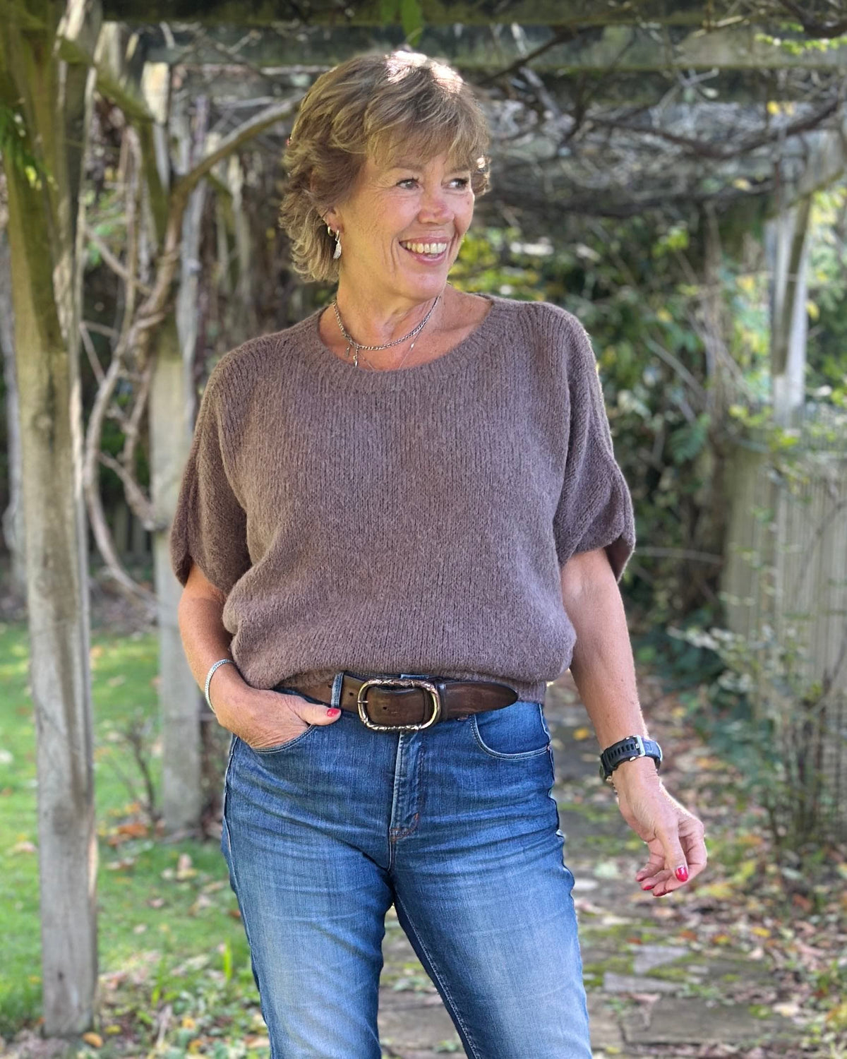 Clothing Short Batwing Sleeve Alpaca Mix Jumper - Taupe