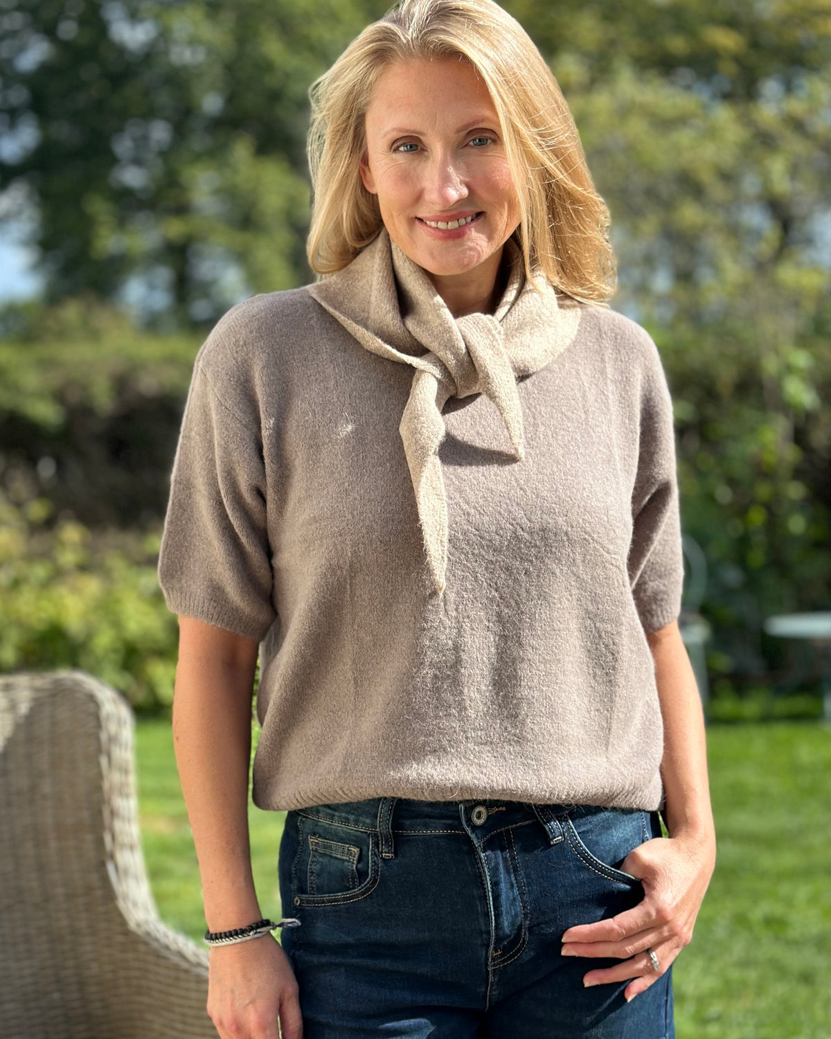clothing Short Sleeve Alpaca Mix Jumper - Truffle