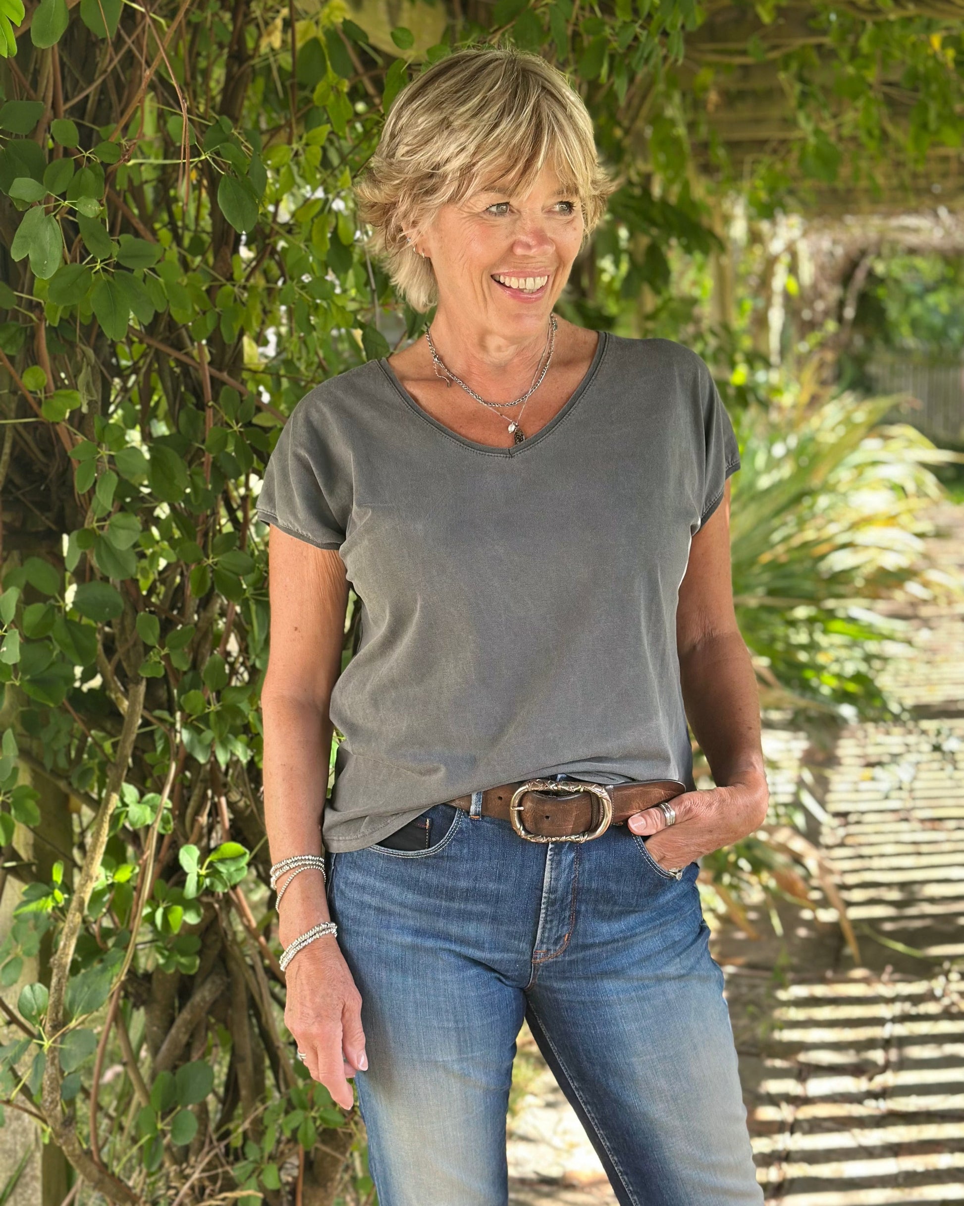 Clothing Short Sleeve V-Neck T-Shirt - Charcoal