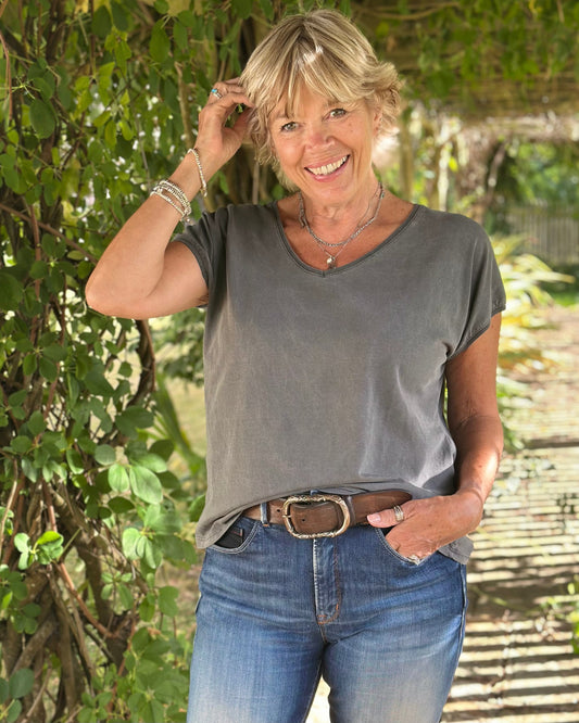 Clothing Short Sleeve V-Neck T-Shirt - Charcoal