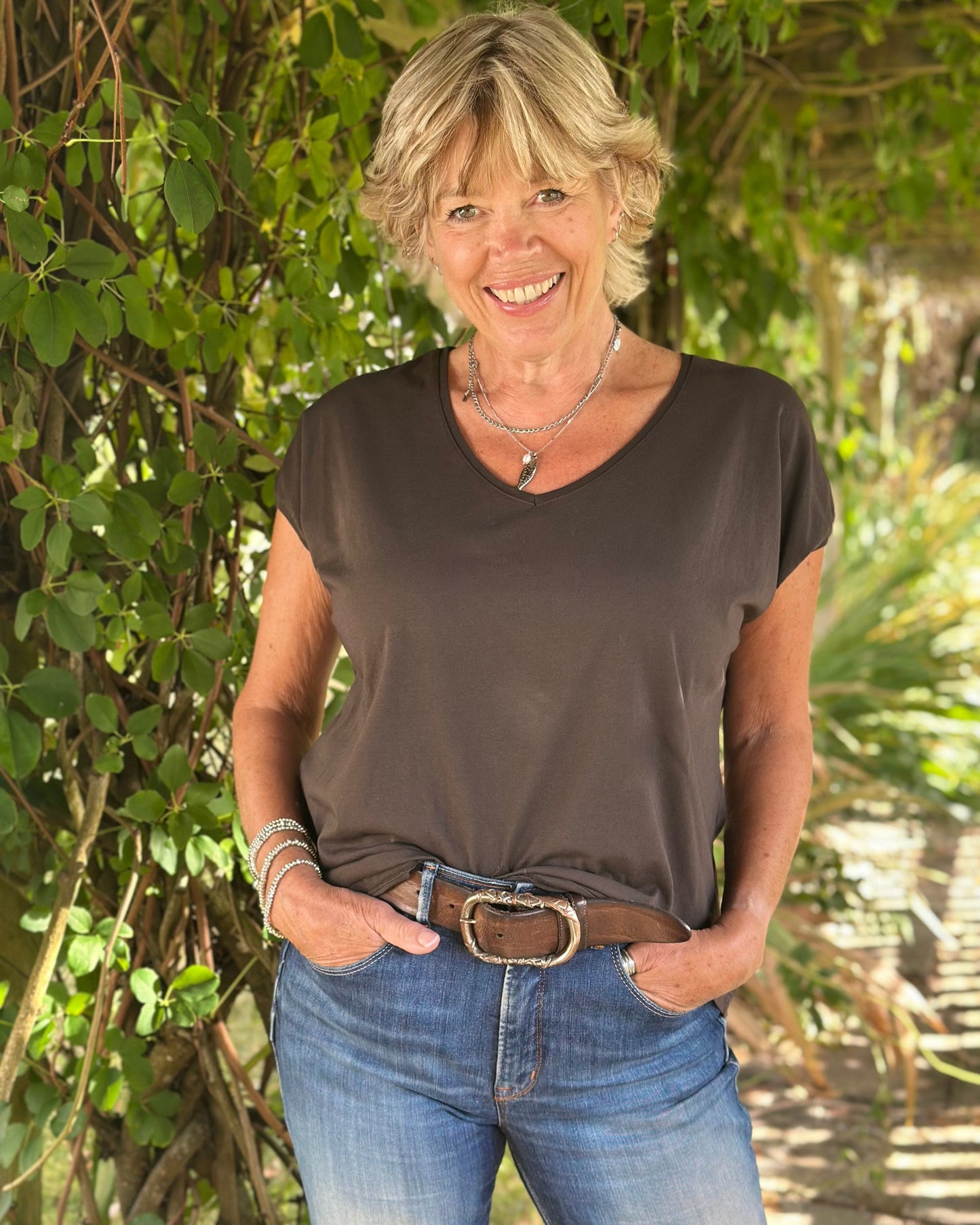 Clothing Short Sleeve V-Neck T-Shirt - Chocolate