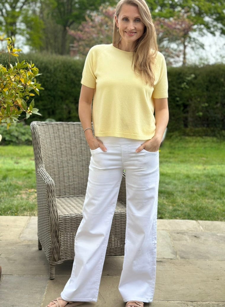 clothing Slash Neck Short Sleeve Jumper - Lemon