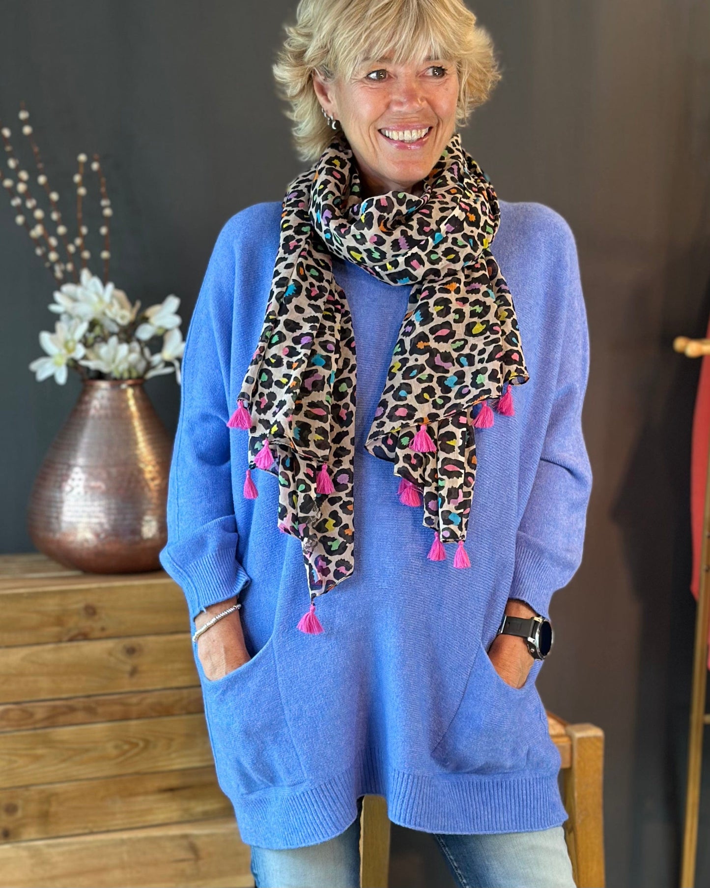 clothing Slouchy Pocket Jumper - Cornflower Blue