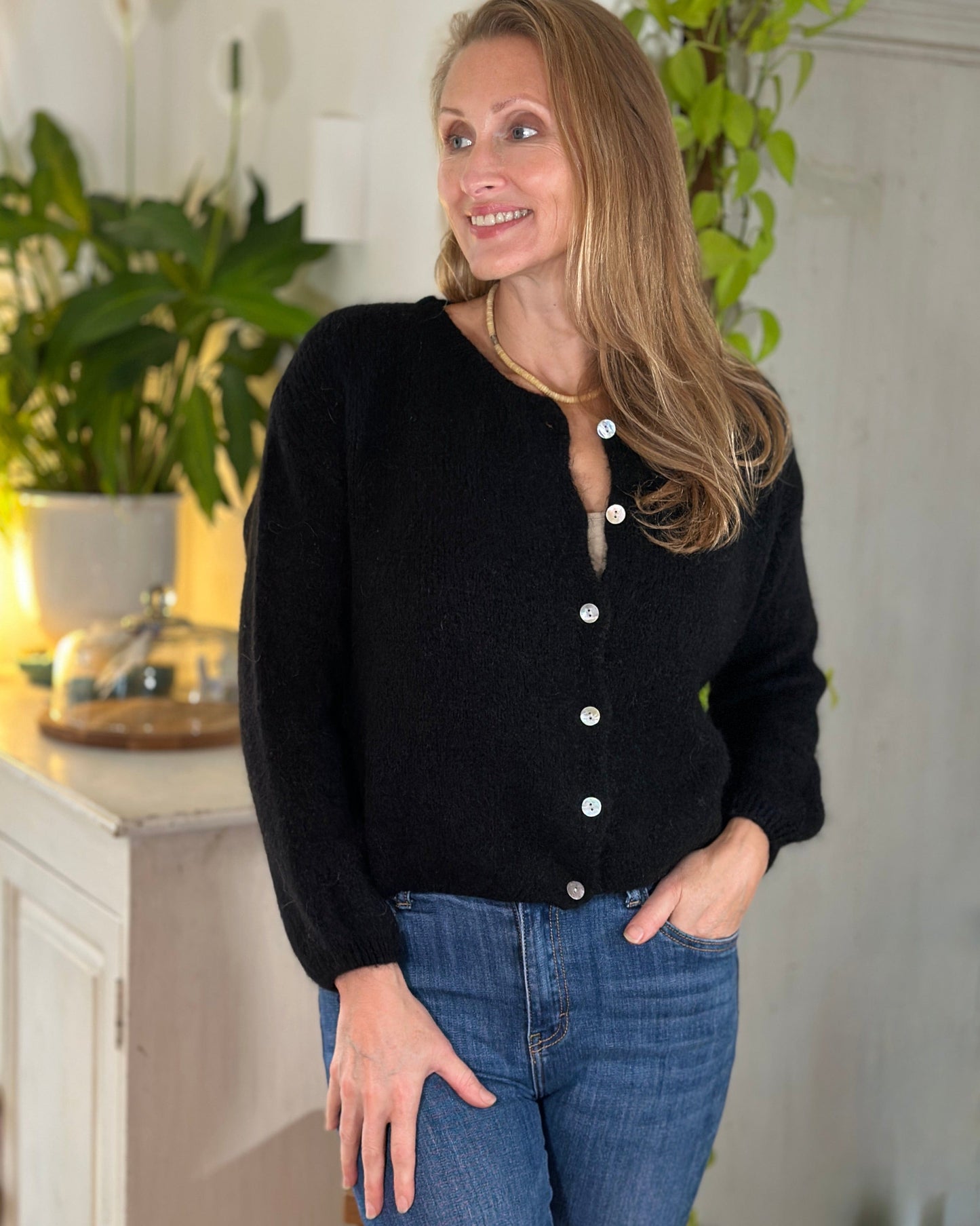 Clothing Soft Knit Alpaca Cardigan - Black