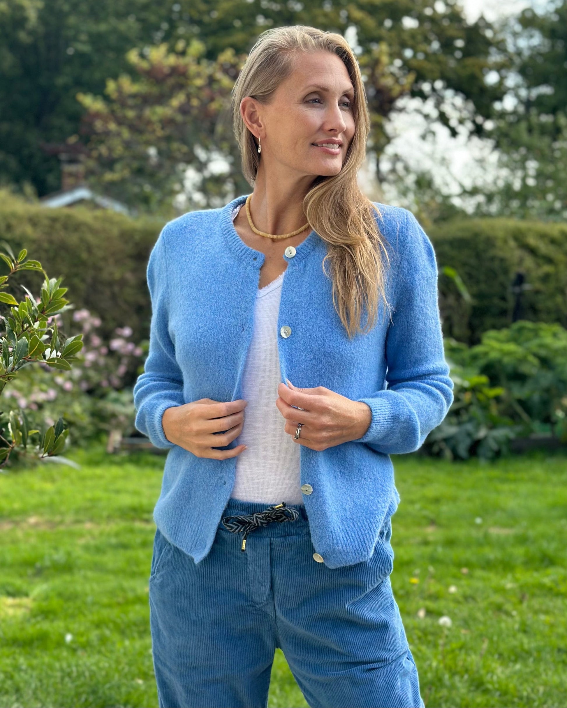 Clothing Soft Knit Alpaca Cardigan - Cornflower Blue