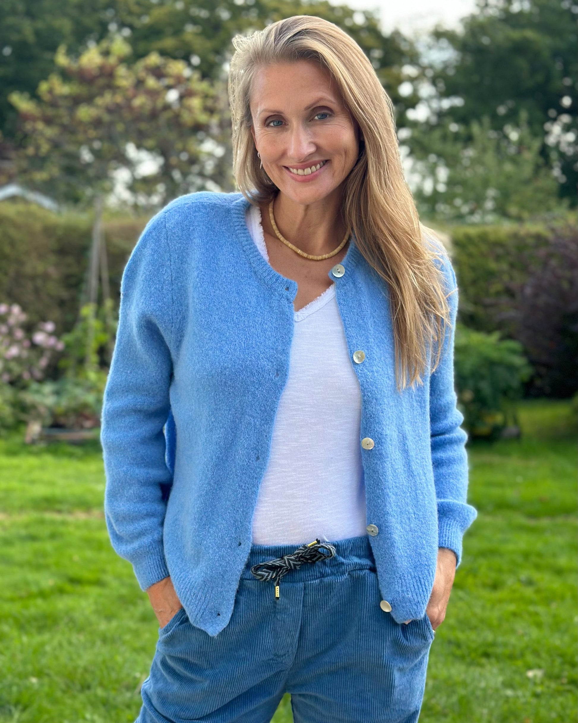 Clothing Soft Knit Alpaca Cardigan - Cornflower Blue