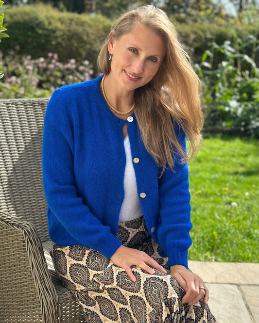 Clothing Soft Knit Alpaca Cardigan - Royal Blue