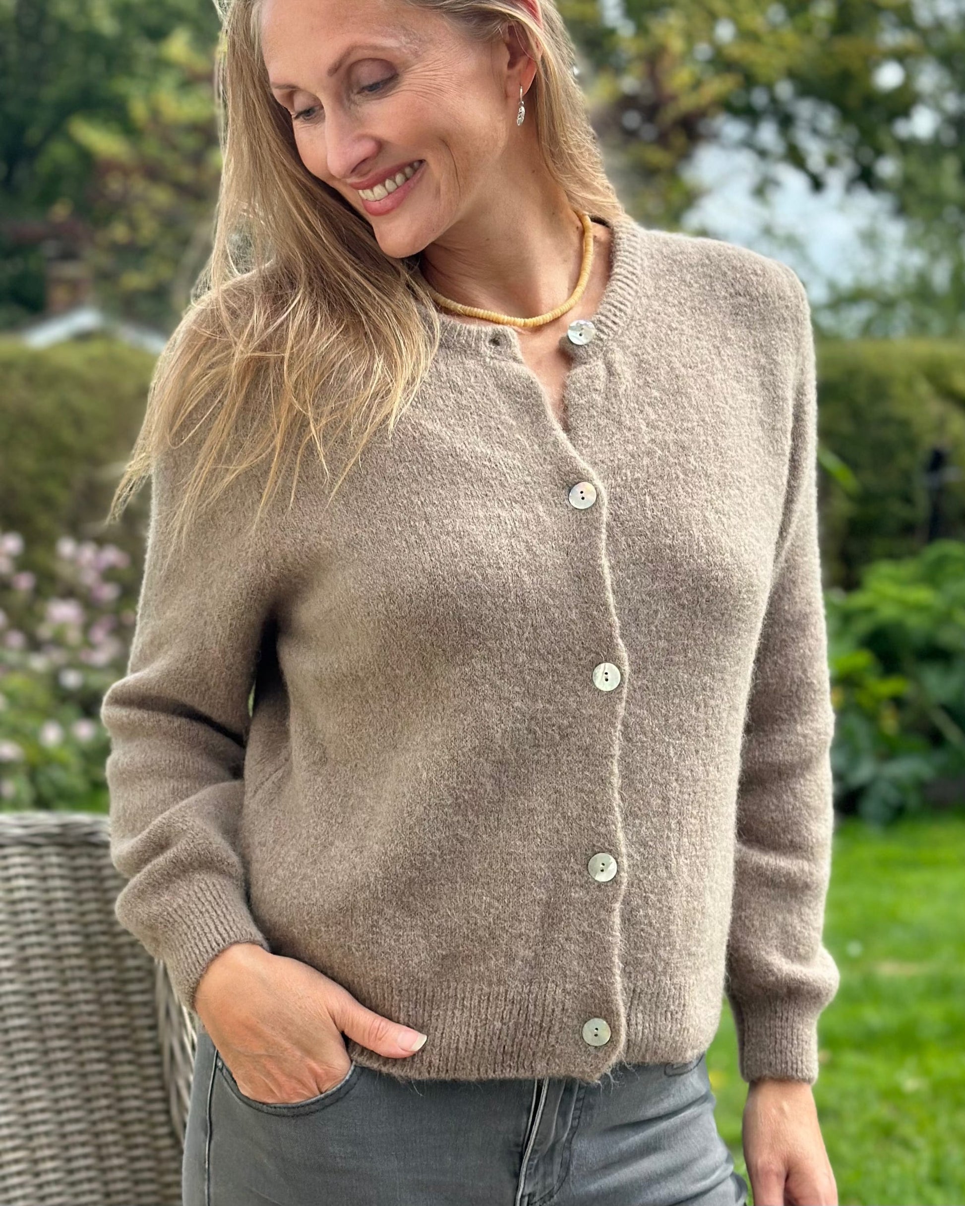 Clothing Soft Knit Alpaca Cardigan - Truffle
