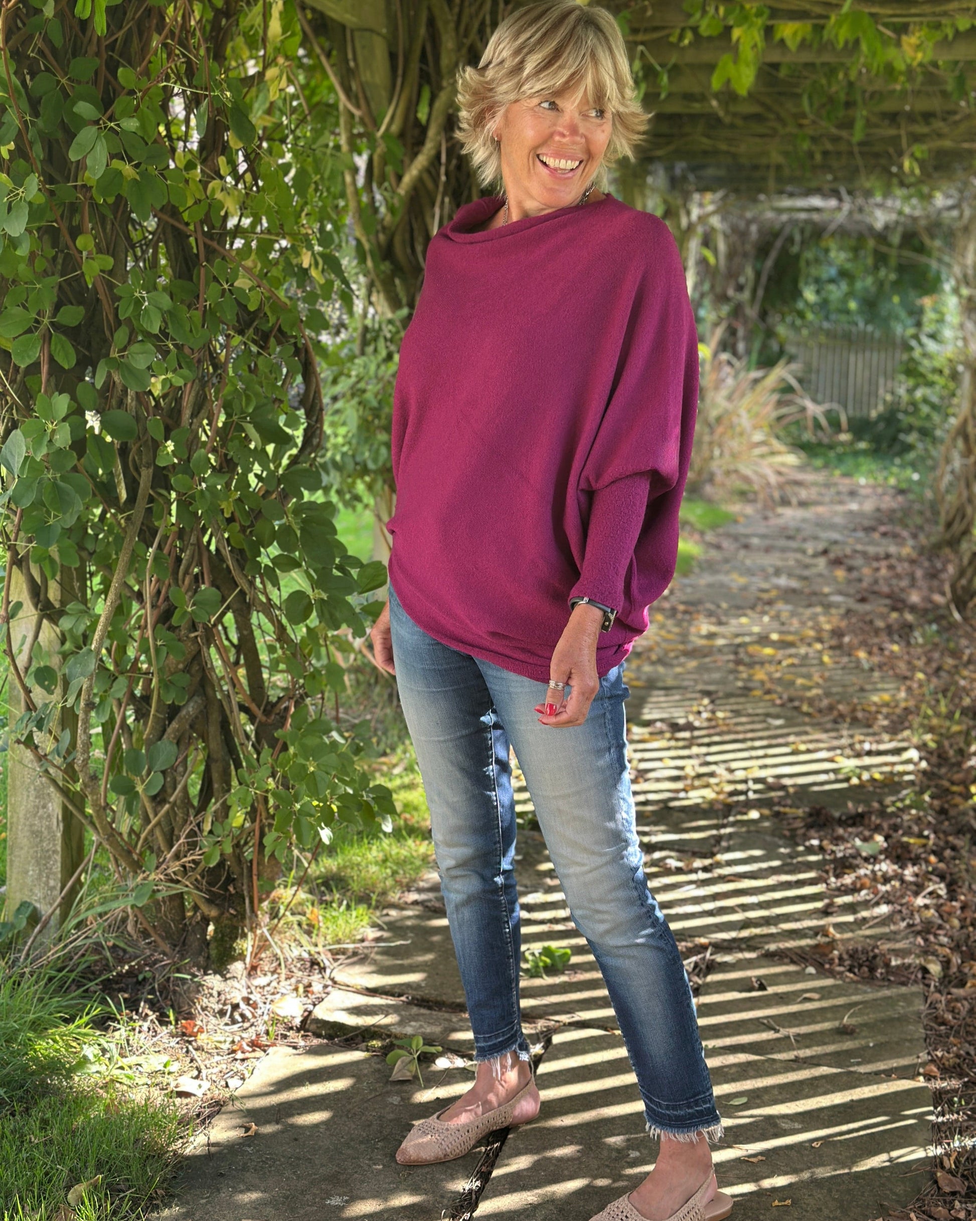 clothing Soft Knit Asymmetric Jumper - Berry